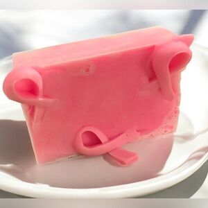 Rose scent soap handmade breast cancer awareness 3x2in 6oz shea butter based